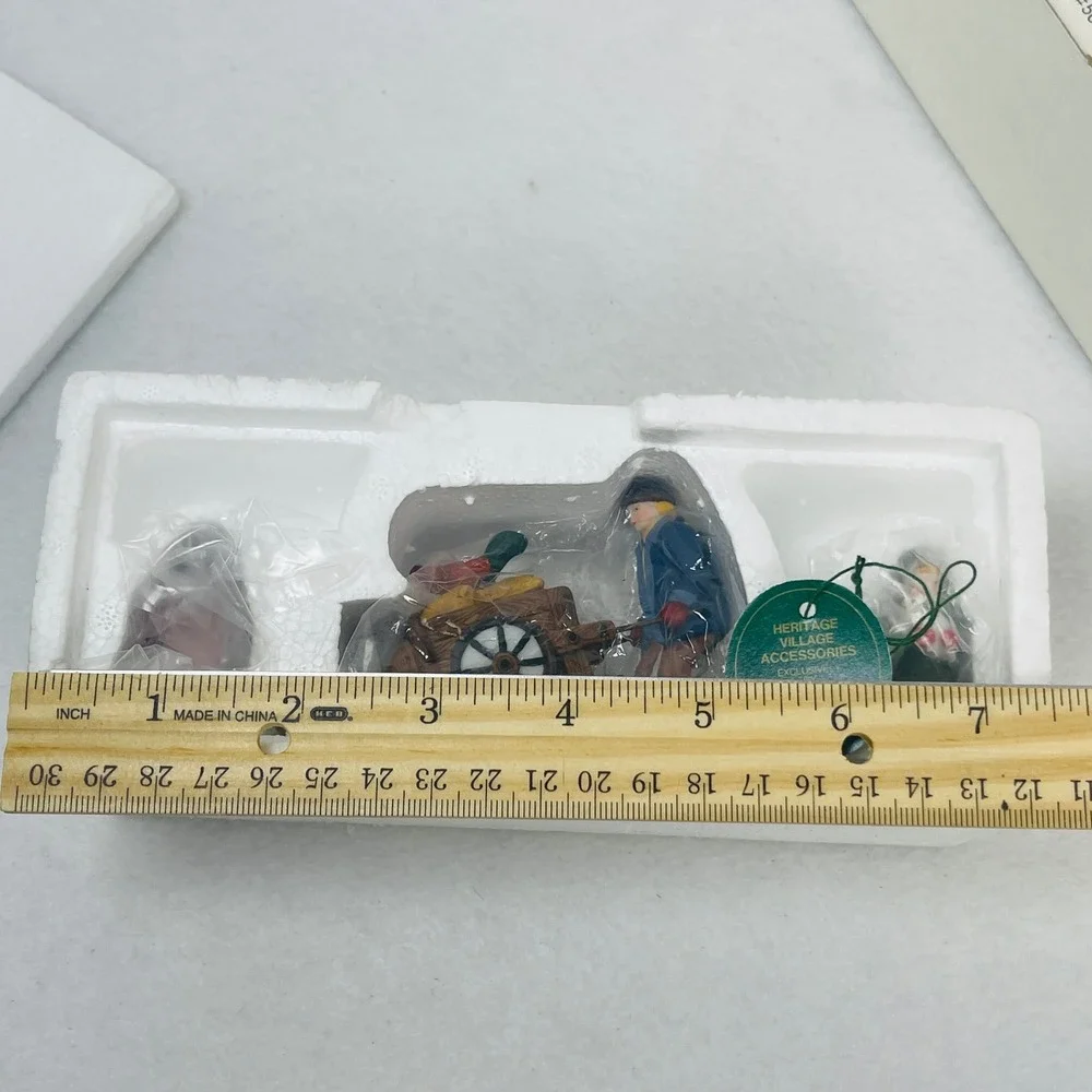 Dept 56 Heritage Village Harvest Seed Cart Set of 3 Porcelain Figures 5645-6